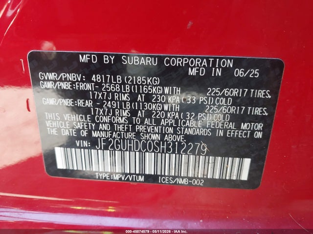 Subaru Crosstrek Premium 2025 JF2GUHDC0SH312279 Image 9