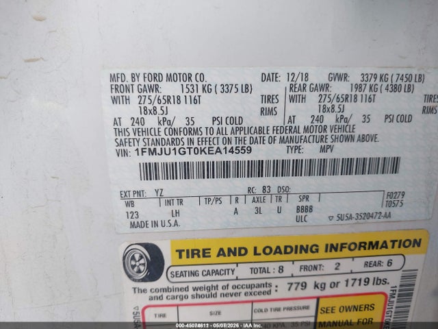 1FMJU1GT0KEA14559 Ford Expedition Xl