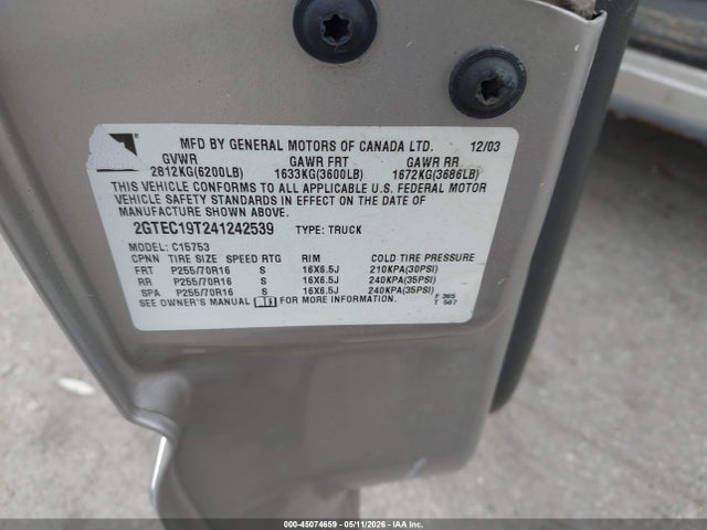 Продажа на аукционе авто 2004 Gmc Sierra 1500 Sle, vin: 2GTEC19T241242539, номер лота: 45074659