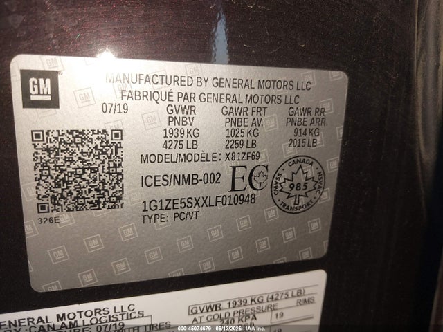 1G1ZE5SXXLF010948 Chevrolet Malibu Premier