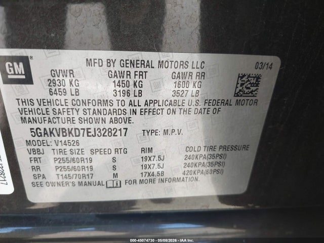 Buick Enclave Leather 2014 5GAKVBKD7EJ328217 Image 9