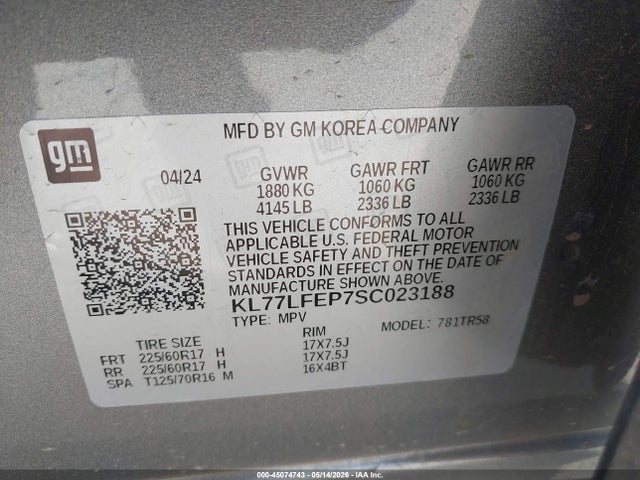 KL77LFEP7SC023188 Chevrolet Trax Fwd Ls