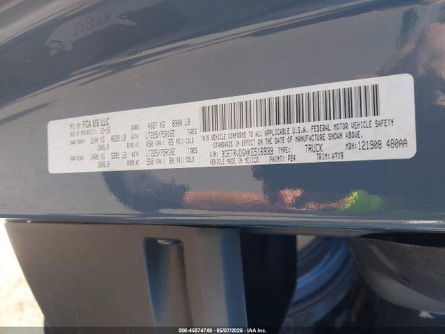 Продажа на аукционе авто 2019 Ram Promaster 2500 High Roof 159 Wb, vin: 3C6TRVDGXKE516939, номер лота: 45074749