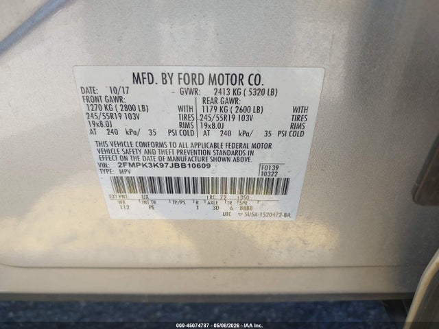 2FMPK3K97JBB10609 Ford Edge Titanium