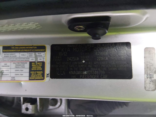 Продаж на аукціоні авто 2013 Kia Optima Lx, vin: KNAGM4A72D5346739, номер лоту: 45074789