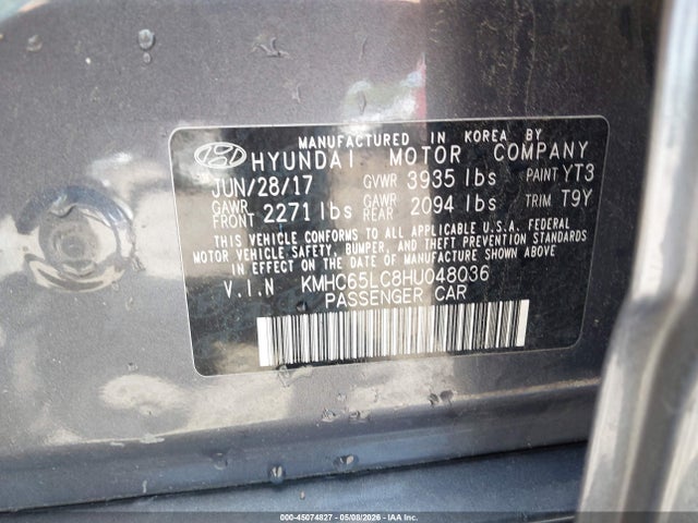 Продаж на аукціоні авто 2017 Hyundai Ioniq Hybrid Blue, vin: KMHC65LC8HU048036, номер лоту: 45074827