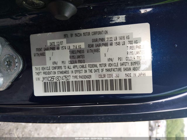Продаж на аукціоні авто 2008 Mazda Mx-5 Grand Touring, vin: JM1NC26FX80147507, номер лоту: 45074859
