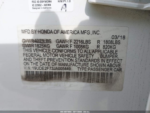 Продажа на аукционе авто 2018 Acura Ilx Premium Package/technology Plus Package, vin: 19UDE2F73JA005449, номер лота: 45074864