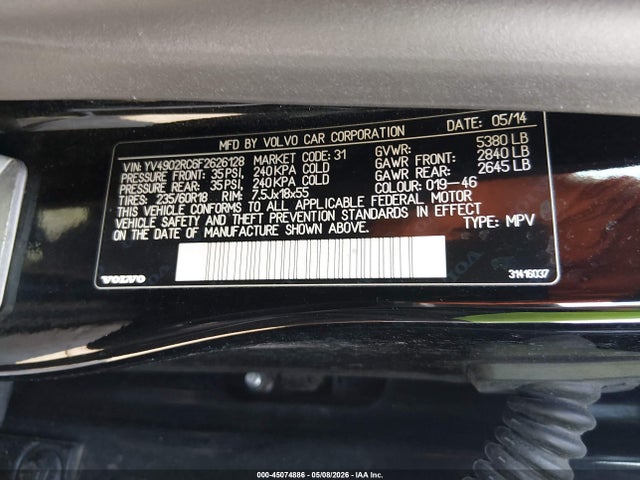 Продажа на аукционе авто 2015 Volvo Xc60 T6 Premier Plus, vin: YV4902RC6F2626128, номер лота: 45074886