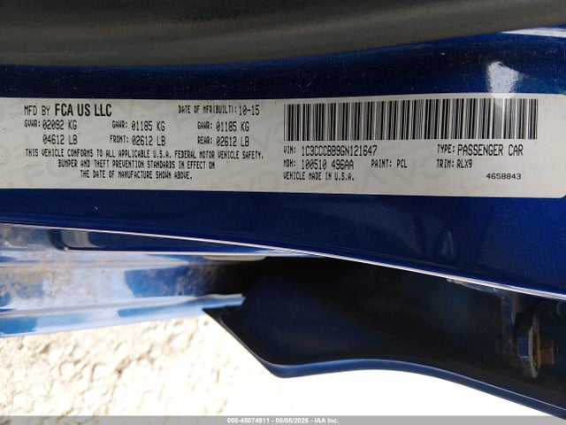 2016 Chrysler 200 S მანქანა იყიდება აუქციონზე, vin: 1C3CCCBB9GN121647, აუქციონის ნომერი: 45074911