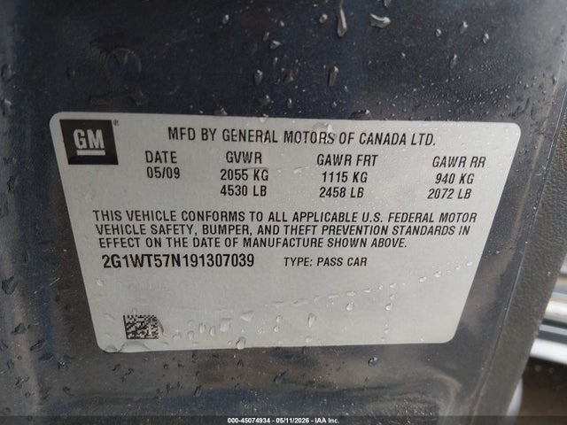 Продажа на аукционе авто 2009 Chevrolet Impala Lt, vin: 2G1WT57N191307039, номер лота: 45074934