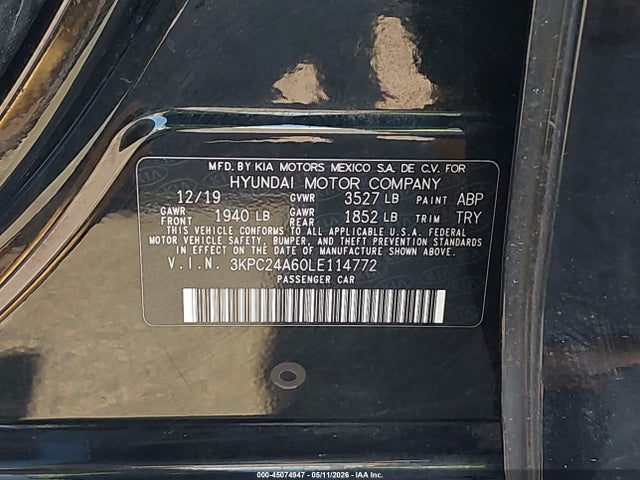 Hyundai ACCENT SE 2020 3KPC24A60LE114772 Image 9