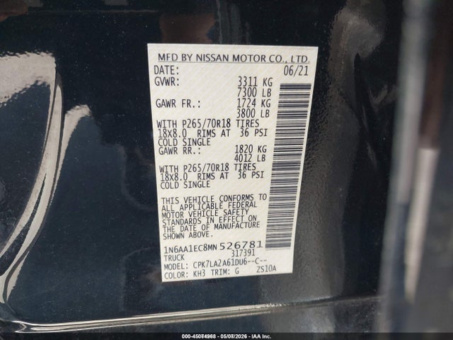 Nissan Titan S 4x4 2021 1N6AA1EC8MN526781 Image 9