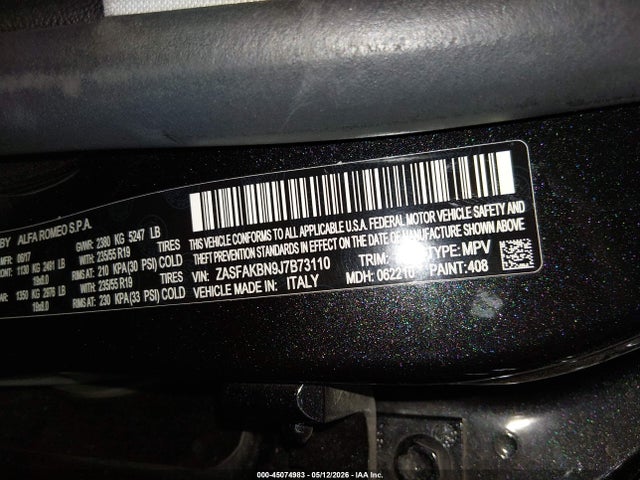 ZASFAKBN9J7B73110 Alfa Romeo Stelvio Ti Awd