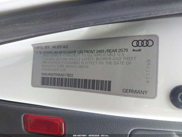 Aukcja sprzedaży 2019 Audi A5 45 Premium, vin: WAUANCF59KA017822, numer aukcji: 45074991