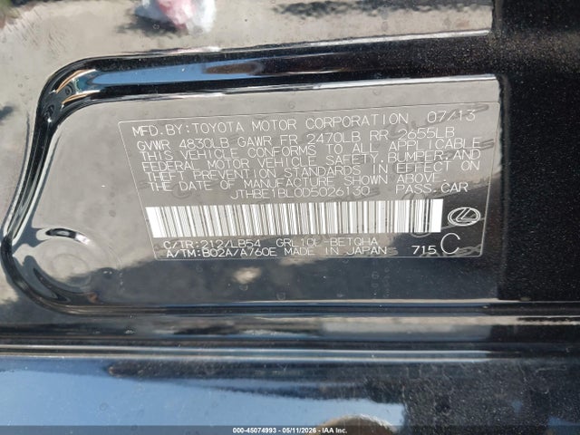 45074993 :رقم المزاد ، JTHBE1BL0D5026130 vin ، 2013 Lexus Gs 350 مزاد بيع