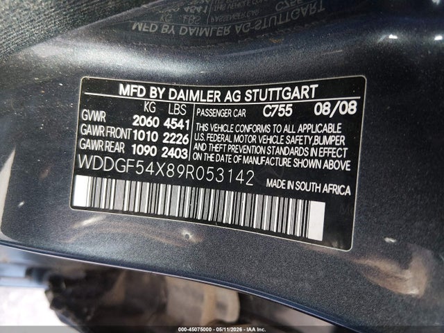 Aukcja sprzedaży 2009 Mercedes-benz C 300 Luxury/sport, vin: WDDGF54X89R053142, numer aukcji: 45075000