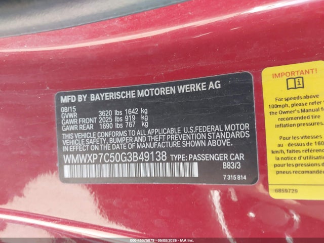 WMWXP7C50G3B49138 Mini Hardtop Cooper S