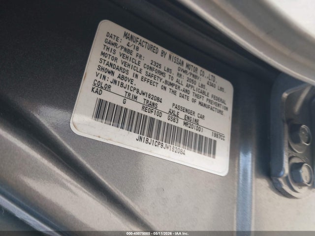 45075085 :رقم المزاد ، JN1BJ1CP9JW162084 vin ، 2018 Nissan Rogue Sport S مزاد بيع
