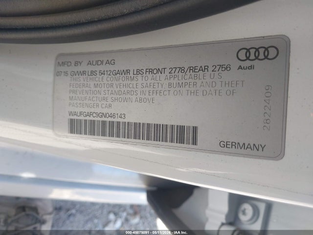 Aukcja sprzedaży 2016 Audi A6 3.0t Premium Plus, vin: WAUFGAFC9GN046143, numer aukcji: 45075091