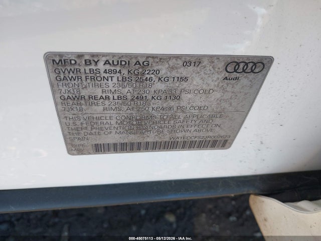 Aukcja sprzedaży 2018 Audi Q3 2.0t Premium/2.0t Sport Premium, vin: WA1ECCFS2JR002623, numer aukcji: 45075113