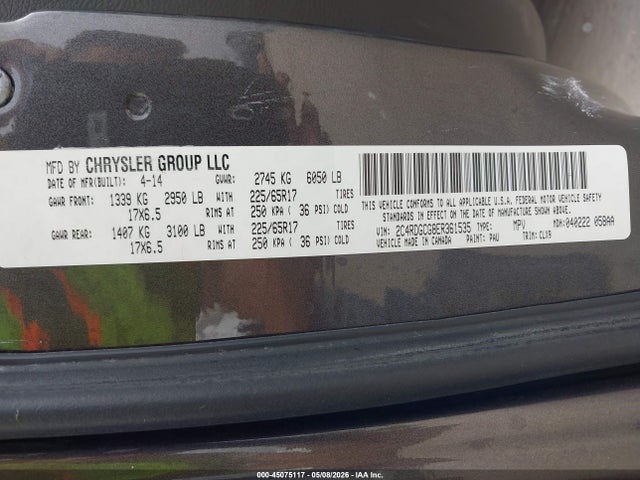 2014 Dodge Grand Caravan Sxt 30th Anniversary მანქანა იყიდება აუქციონზე, vin: 2C4RDGCG8ER361535, აუქციონის ნომერი: 45075117