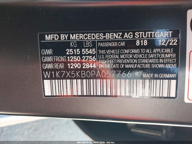 W1K7X5KB0PA057766 Mercedes-Benz Amg Gt 43 4-door Coupe