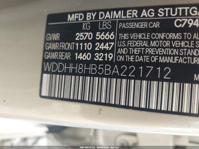 45075133 :رقم المزاد ، WDDHH8HB5BA221712 vin ، 2011 Mercedes-benz E 350 4matic مزاد بيع