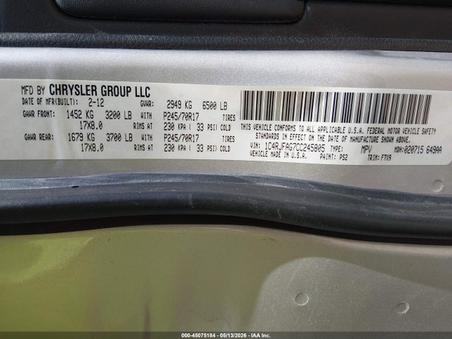 Aukcja sprzedaży 2012 Jeep Grand Cherokee Laredo, vin: 1C4RJFAG7CC245805, numer aukcji: 45075184