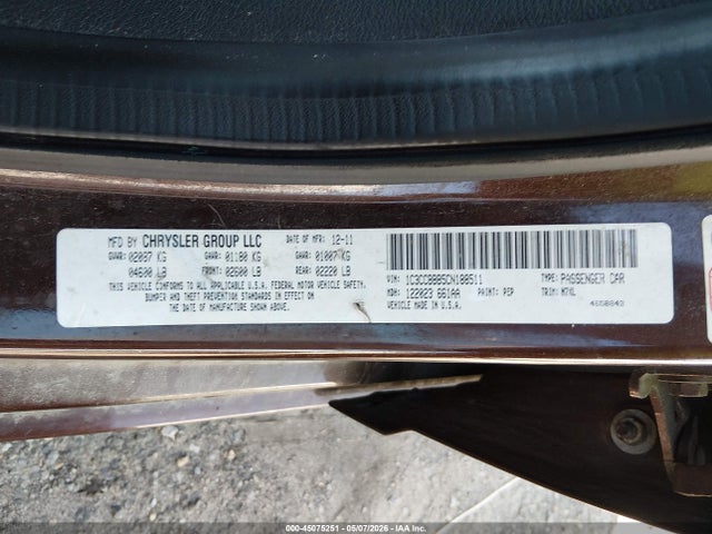 Aukcja sprzedaży 2012 Chrysler 200 Touring, vin: 1C3CCBBB5CN188511, numer aukcji: 45075251