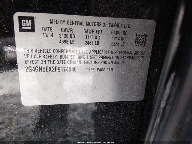 2015 Buick Regal Turbo/e-assist Premium I მანქანა იყიდება აუქციონზე, vin: 2G4GN5EX2F9174648, აუქციონის ნომერი: 45075260