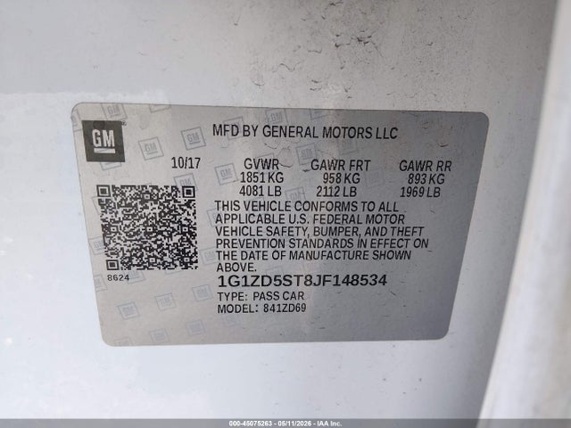 Chevrolet MALIBU LT 2018 1G1ZD5ST8JF148534 Image 9