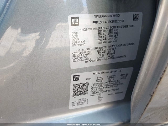 Aukcja sprzedaży 2024 Chevrolet Silverado 1500 2wd  Short Bed Custom, vin: 1GCPABEK8RZ226538, numer aukcji: 45075271