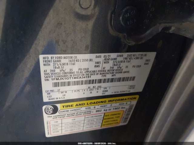 1FMJK1GT1MEA34151 Ford Expedition Xl Max