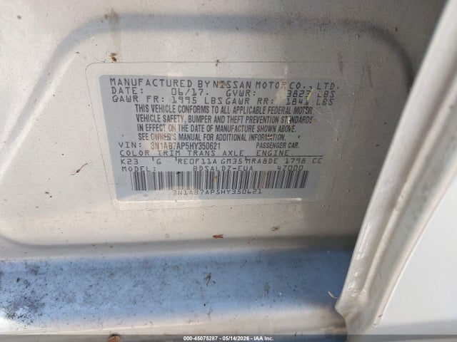 Aukcja sprzedaży 2017 Nissan Sentra Sv, vin: 3N1AB7AP5HY350621, numer aukcji: 45075287