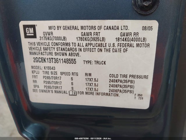 Продажа на аукционе авто 2006 Chevrolet Silverado 1500 Lt1, vin: 2GCEK13T361148555, номер лота: 45075290