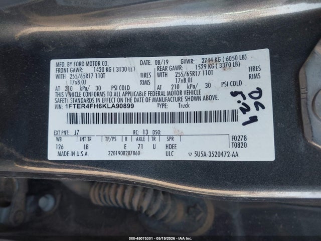 Продажа на аукционе авто 2019 Ford Ranger Xlt, vin: 1FTER4FH6KLA90899, номер лота: 45075301