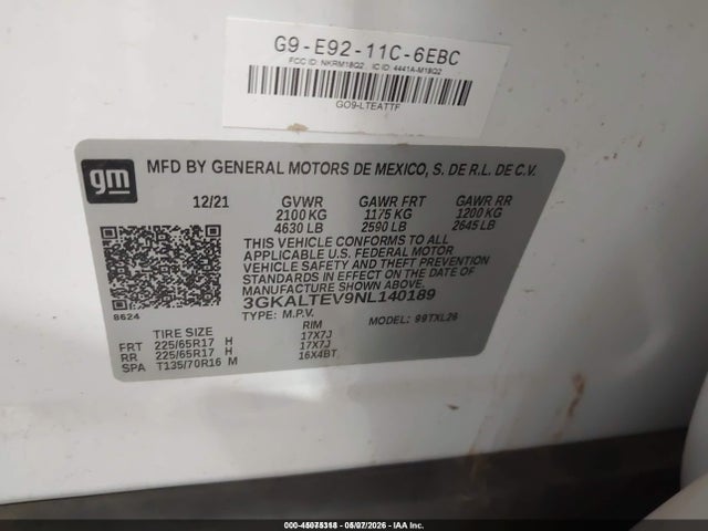 Aukcja sprzedaży 2022 Gmc Terrain Awd Sle, vin: 3GKALTEV9NL140189, numer aukcji: 45075318