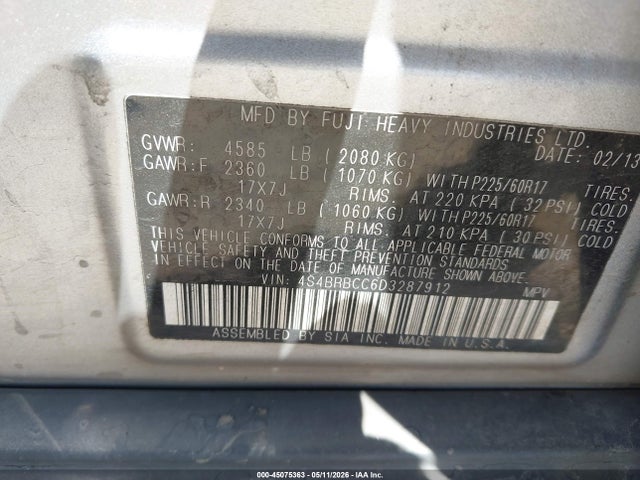 45075363 :رقم المزاد ، 4S4BRBCC6D3287912 vin ، 2013 Subaru Outback 2.5i Premium مزاد بيع