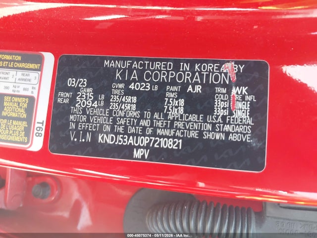 Aukcja sprzedaży 2023 Kia Soul Gt-line, vin: KNDJ53AU0P7210821, numer aukcji: 45075374