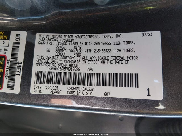 Toyota Sequoia Capstone 2023 7SVAAABA5PX017896 Image 9