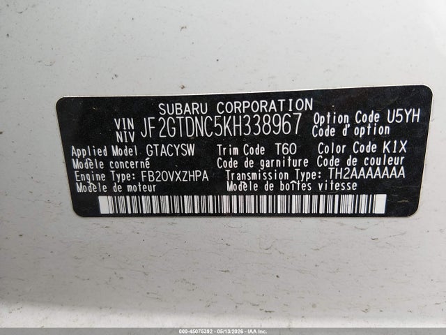 Subaru CROSSTREK HYBRID 2019 JF2GTDNC5KH338967 Image 9
