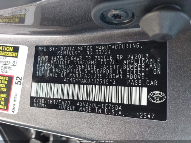 4T1G11AK0RU251913 Toyota CAMRY SE