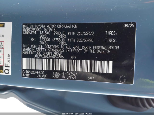 Продаж на аукціоні авто 2025 Toyota 4runner Trd Sport Premium, vin: JTEVA5BR0S5052886, номер лоту: 45075486