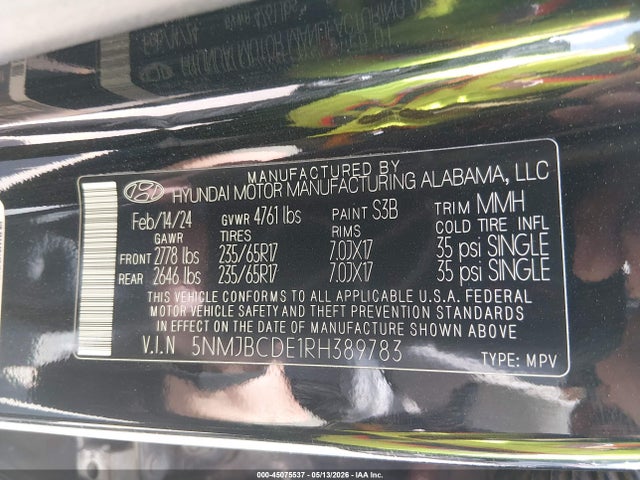 5NMJBCDE1RH389783 Hyundai TUCSON SEL