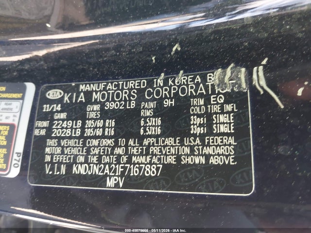 Aukcja sprzedaży 2015 Kia Soul, vin: KNDJN2A21F7167887, numer aukcji: 45075666