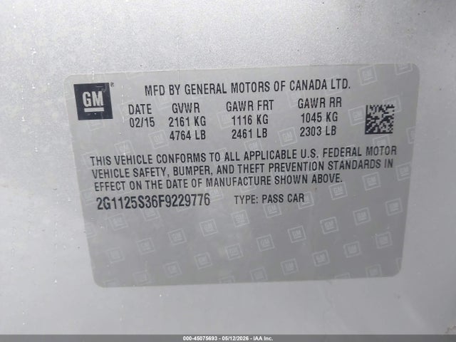 2G1125S36F9229776 Chevrolet Impala 2lt