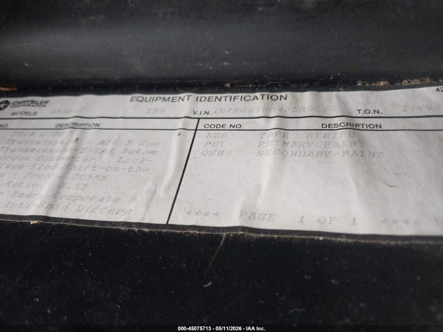 45075713 :رقم المزاد ، 1D7HG48N04S580064 vin ، 2004 Dodge Dakota Slt مزاد بيع