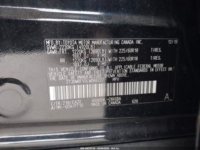 2T3DWRFV5LW066227 Toyota Rav4 Hybrid Limited