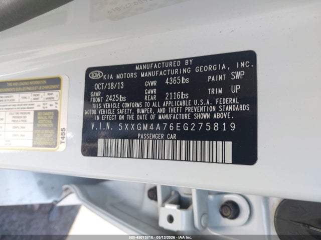 Продаж на аукціоні авто 2014 Kia Optima Lx, vin: 5XXGM4A76EG275819, номер лоту: 45075818
